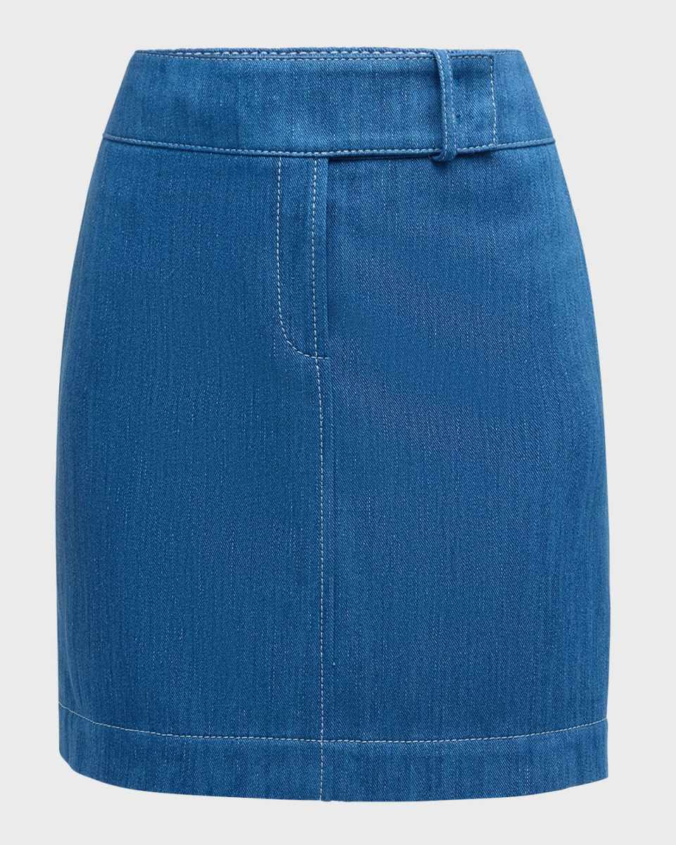 Low-Waist Washed Denim Mini Skirt